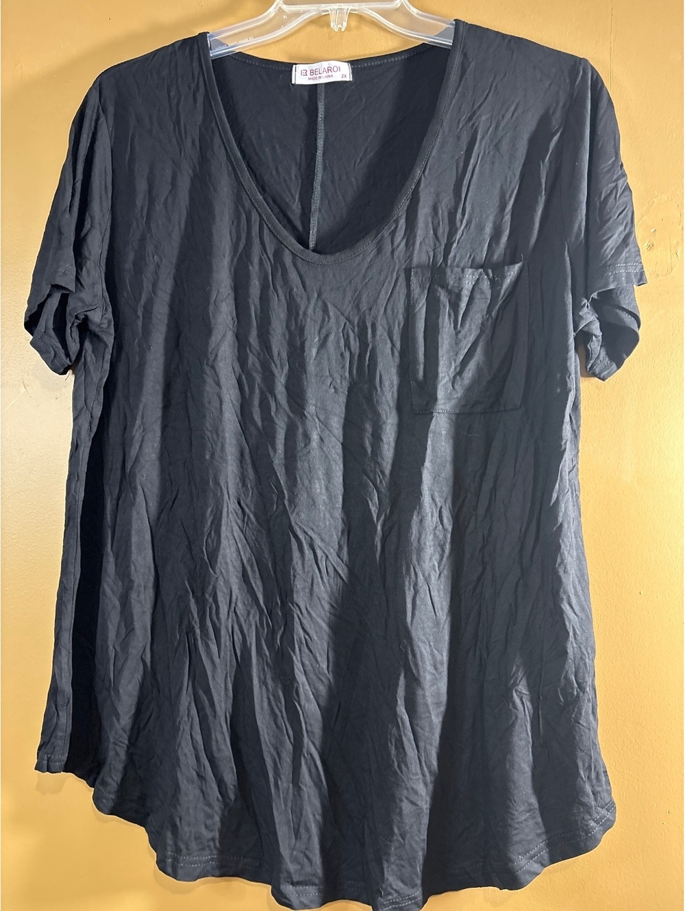 HC1242 Belaroi Women's Black V-Neck Short Sleeve T-Shirt 2X